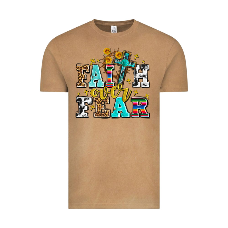 Faith Over Fear With Cross And Sunflowers Vintage Tee by AdoDesignShop | Teevron