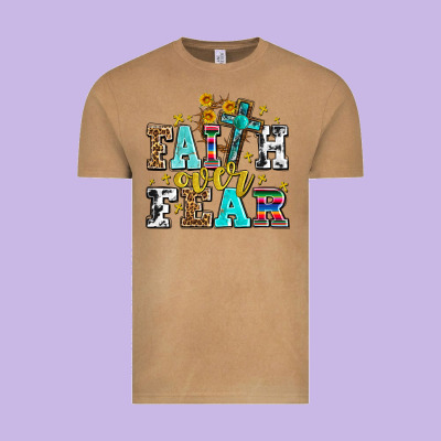 Faith Over Fear With Cross And Sunflowers Vintage Tee Designed By Adodesignshop