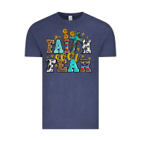Vintage Denim faith over fear with cross and sunflowers Vintage Tee - AdoDesignShop