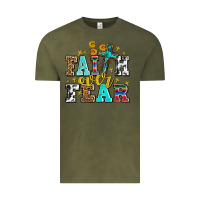 Vintage Olive faith over fear with cross and sunflowers Vintage Tee - AdoDesignShop