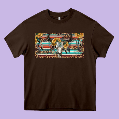 Heavy Core Tee Boho bull skull and serape