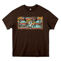 Chocolate Brown Boho bull skull and serape Heavy Core Tee - RanaPortraitStore