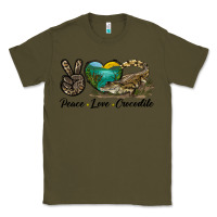 Army Green Peace Love Crocodile Classic Tee - LillyAllenDesigns