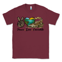 Burgundy Peace Love Crocodile Classic Tee - LillyAllenDesigns