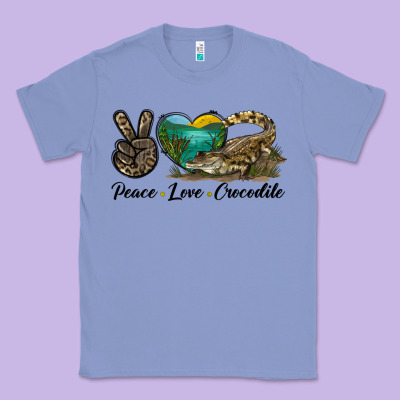 Peace Love Crocodile Classic Tee Designed By Lillyallendesigns