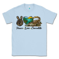 Dusty Blue Peace Love Crocodile Classic Tee - LillyAllenDesigns