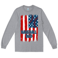 Heather Grey baseball dad american flag Long Sleeve Tee - JahusDesignShop
