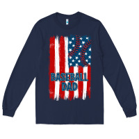 Navy baseball dad american flag Long Sleeve Tee - JahusDesignShop