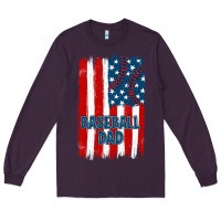 Plum baseball dad american flag Long Sleeve Tee - JahusDesignShop