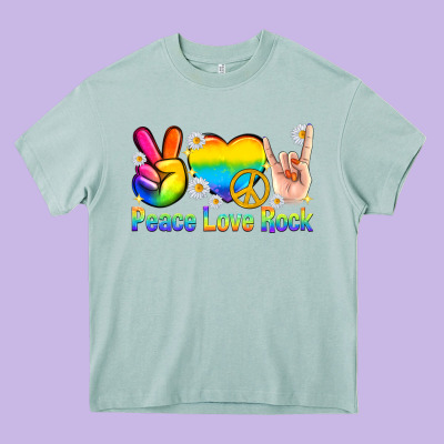 Peace Love Rock Pride Heavy Core Tee Designed By Texasbilliewilder