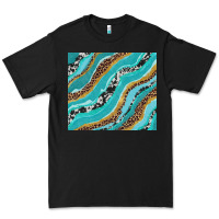 Black turquoise brushstrokes with leopard and cowhide Premium Tee - RanaPortraitStore