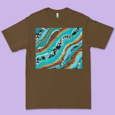 Turquoise Brushstrokes With Leopard And Cowhide Premium Tee Designed By Ranaportraitstore