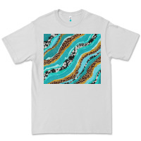 Dove Grey turquoise brushstrokes with leopard and cowhide Premium Tee - RanaPortraitStore