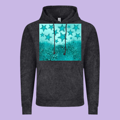 Turquoise Glitter Star Vintage Hoodie Designed By Jahusdesignshop