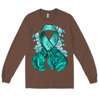 Chestnut teal ribbon with boxing gloves Long Sleeve Tee - NancyCooperArtShop