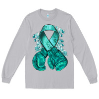 Moon Dust teal ribbon with boxing gloves Long Sleeve Tee - NancyCooperArtShop