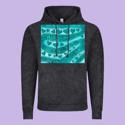 Turquoise Glitter Heart Vintage Hoodie Designed By Jahusdesignshop