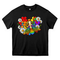 Black pride bee with daisy lgbtq Heavy Core Tee - texasbilliewilder