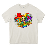 Cream pride bee with daisy lgbtq Heavy Core Tee - texasbilliewilder