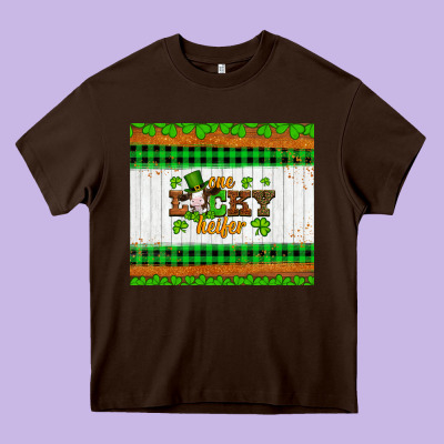 St Patricks One Lucky Heifer Heavy Core Tee Designed By Artiststas