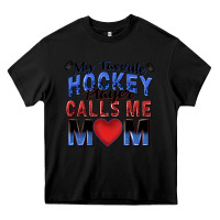 Black my favorite hockey player calls me mom Heavy Core Tee - Zillion Design Studio