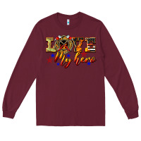 Burgundy Love My Hero Firefighter Long Sleeve Tee - LillyAllenDesigns