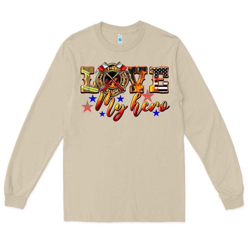 Love My Hero Firefighter Long Sleeve Tee by LillyAllenDesigns | Teevron