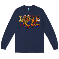 Navy Love My Hero Firefighter Long Sleeve Tee - LillyAllenDesigns