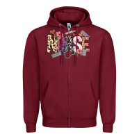 Burgundy nurse Zipper Hoodie - NancyCooperArtShop