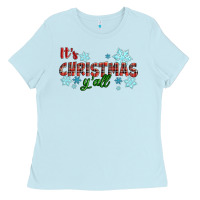 Baby Blue It's Christmas Y'all Season Winter Ladies Tee - RanaPortraitStore