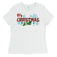 White It's Christmas Y'all Season Winter Ladies Tee - RanaPortraitStore