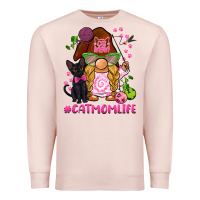 Pale Pink cat mom  life gnome Premium Sweatshirt - BarkalooDesign