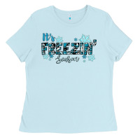 Baby Blue It's Freezin Season Winter Ladies Tee - RanaPortraitStore