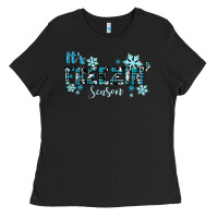 Black It's Freezin Season Winter Ladies Tee - RanaPortraitStore