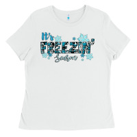 White It's Freezin Season Winter Ladies Tee - RanaPortraitStore