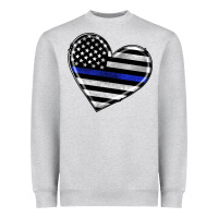Heather Grey american thin blue line flag Heavyweight Sweatshirt - Artiststas