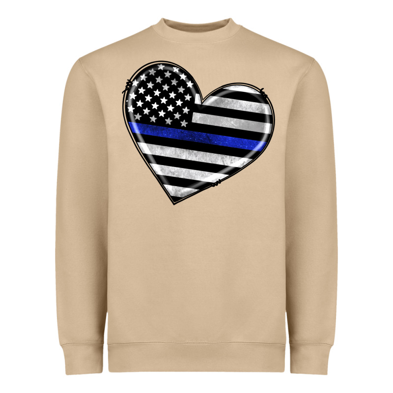 American Thin Blue Line Flag Heavyweight Sweatshirt by Artiststas | Teevron