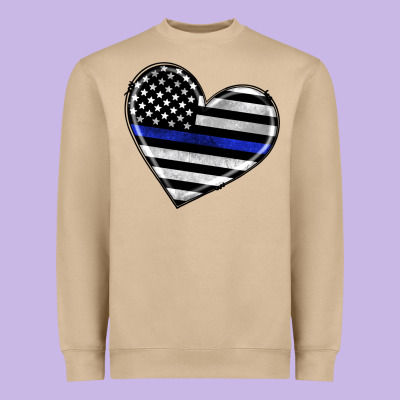 American Thin Blue Line Flag Heavyweight Sweatshirt Designed By Artiststas