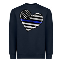 Navy american thin blue line flag Heavyweight Sweatshirt - Artiststas