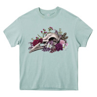 Arona Boho floral raven skull Heavy Core Tee - RanaPortraitStore