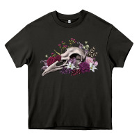 Asphalt Boho floral raven skull Heavy Core Tee - RanaPortraitStore