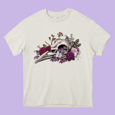 Heavy Core Tee Boho floral raven skull