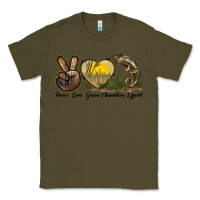 Army Green Peace Love Green Chameleon Lizard Classic Tee - LillyAllenDesigns