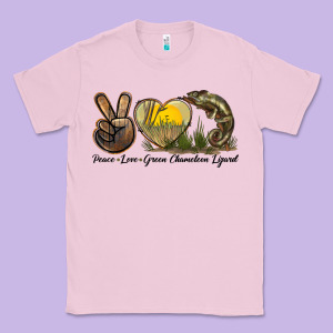 Peace Love Green Chameleon Lizard Classic Tee Designed By Lillyallendesigns