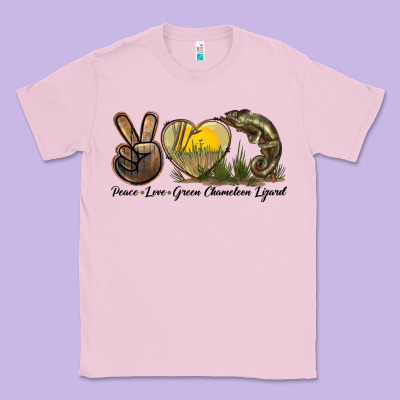 Peace Love Green Chameleon Lizard Classic Tee Designed By Lillyallendesigns
