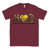 Burgundy Peace Love Green Chameleon Lizard Classic Tee - LillyAllenDesigns