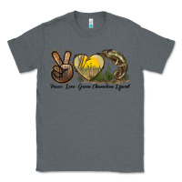 Charcoal Heather Peace Love Green Chameleon Lizard Classic Tee - LillyAllenDesigns