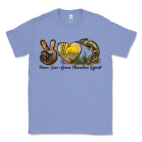 Colony Blue Peace Love Green Chameleon Lizard Classic Tee - LillyAllenDesigns
