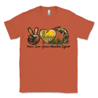 Copper Peace Love Green Chameleon Lizard Classic Tee - LillyAllenDesigns