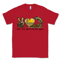 Red Peace Love Green Chameleon Lizard Classic Tee - LillyAllenDesigns